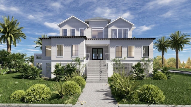 view of front of house with a front lawn