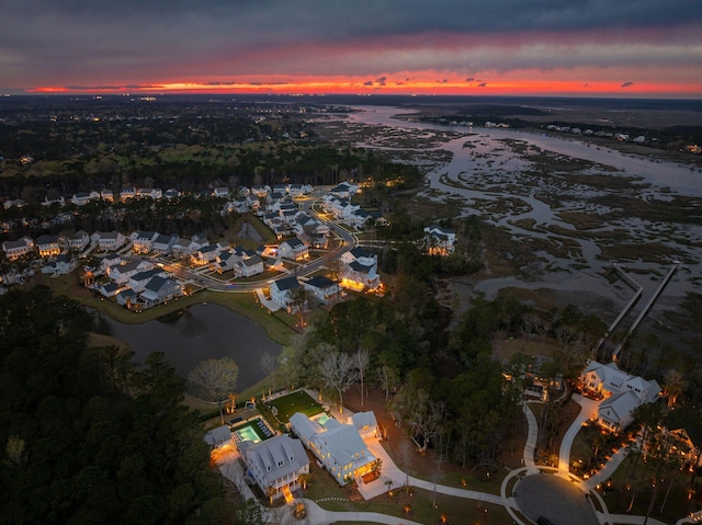 3894 Sawyers Island Dr, Mount Pleasant, SC 29466 - aerial view at dusk with a water view