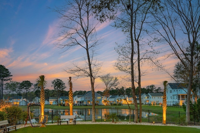 3894 Sawyers Island Dr, Mount Pleasant, SC 29466 - view of home's community featuring a lawn, a water view, fence, and a residential view