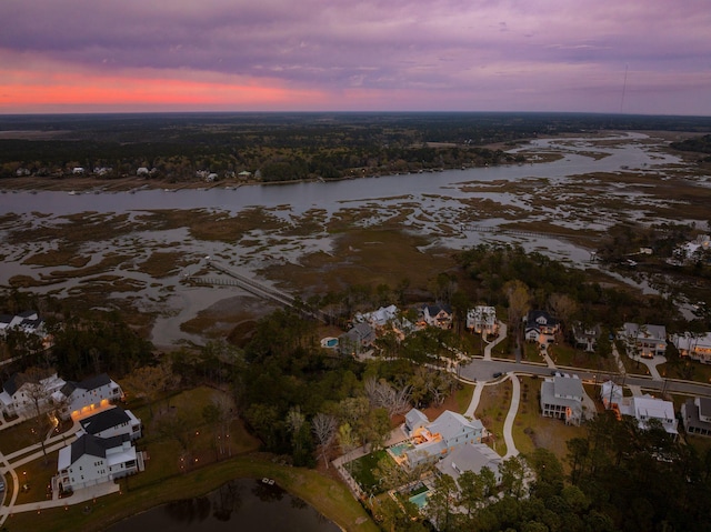 3894 Sawyers Island Dr, Mount Pleasant, SC 29466 - aerial view at dusk with a water view
