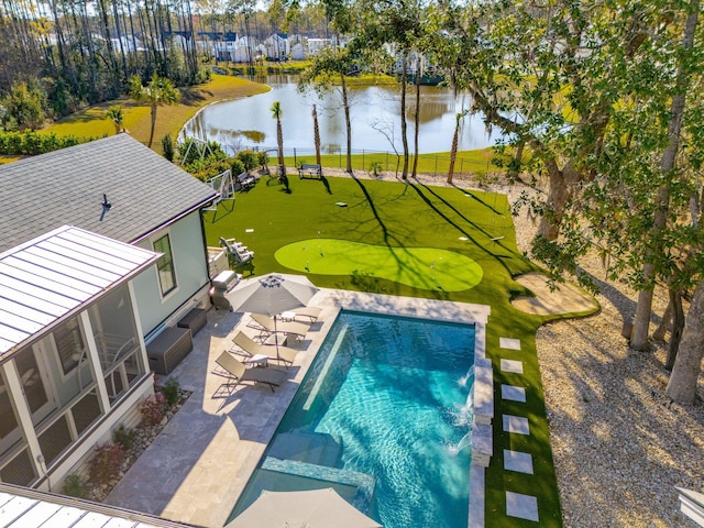3894 Sawyers Island Dr, Mount Pleasant, SC 29466 - pool featuring a water view, fence, and a patio area