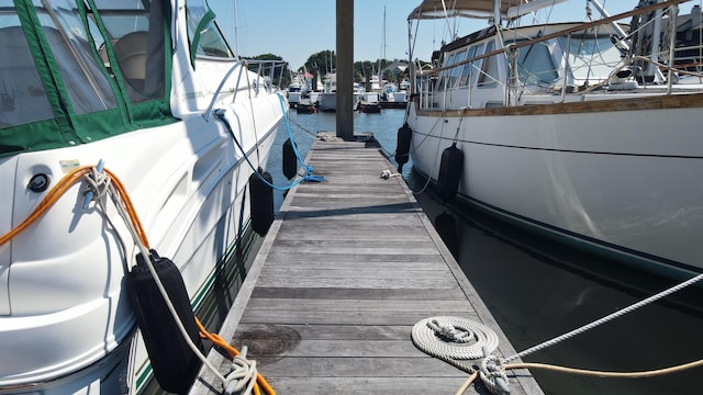 view of dock featuring a water view