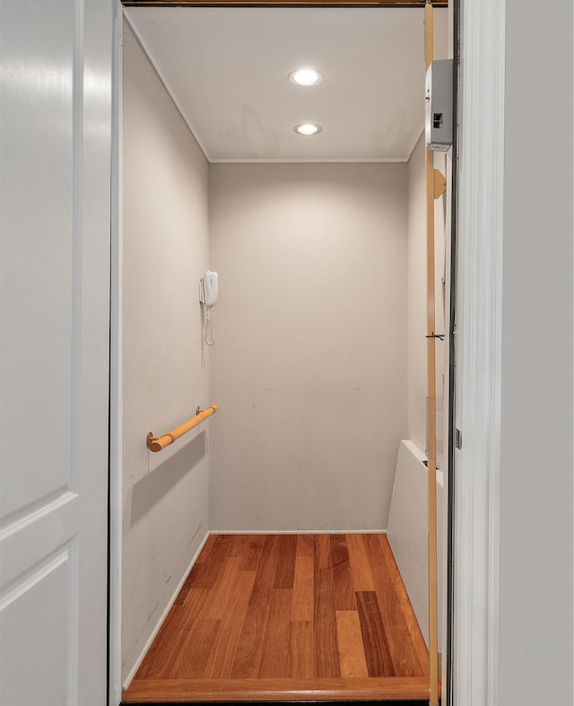 interior space with hardwood / wood-style floors