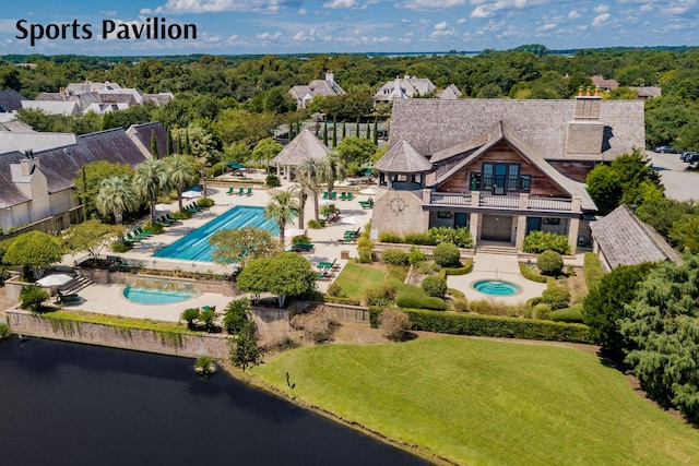 bird's eye view featuring a water view