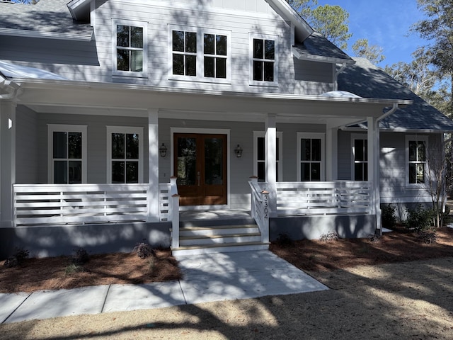 view of front facade with french doors