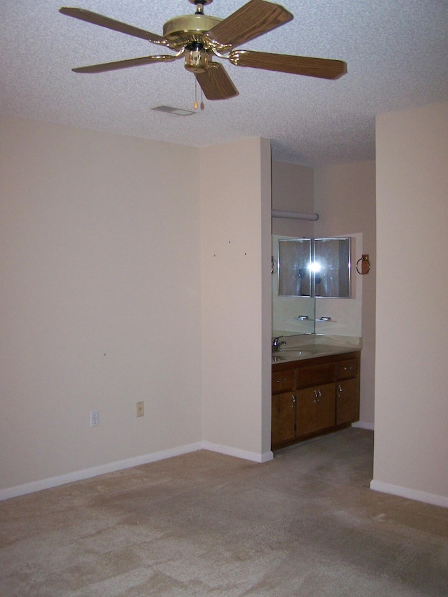 interior space featuring sink and a textured ceiling