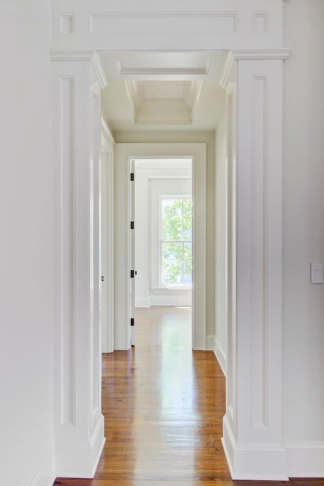 1 Vendue Range Range Unit I, Charleston, SC 29401 - hall featuring wood finished floors, ornamental molding, and a raised ceiling