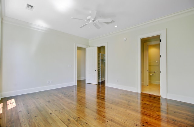 1 Vendue Range Range Unit I, Charleston, SC 29401 - empty room featuring crown molding, a ceiling fan, wood finished floors, baseboards, and recessed lighting