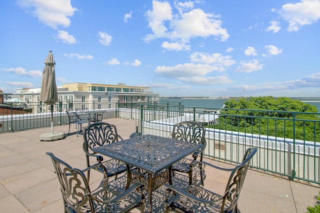 1 Vendue Range Range Unit I, Charleston, SC 29401 - view of patio / terrace with a water view and outdoor dining space