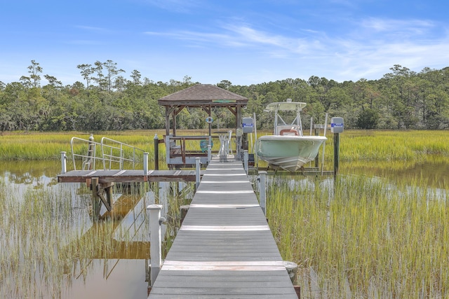 view of dock featuring a water view