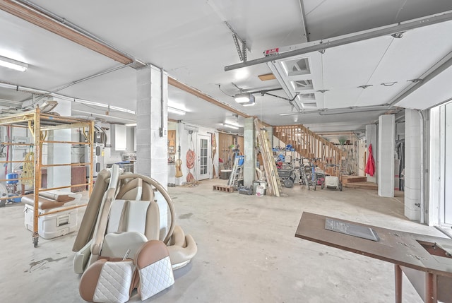 interior space with a garage door opener