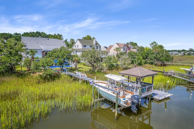 view of dock featuring a water view