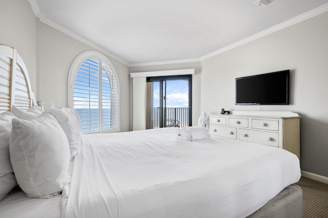 9002 Palmetto Dr Unit 420, Isle Of Palms, SC 29451 - carpeted bedroom with ornamental molding, access to outside, and baseboards