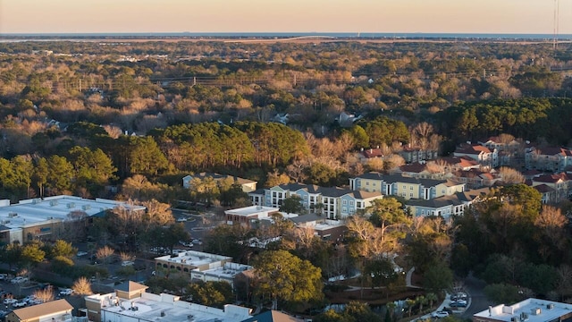 view of aerial view at dusk