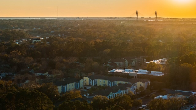 view of aerial view at dusk