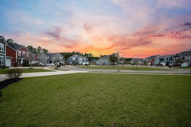 view of yard at dusk