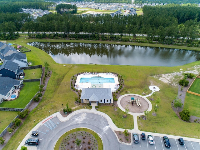 bird's eye view featuring a water view