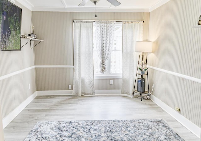 49 Auld Brass Rd, Walterboro, SC 29488 - empty room featuring wood finished floors, a ceiling fan, and ornamental molding