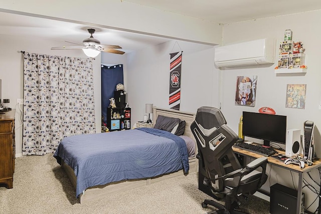 49 Auld Brass Rd, Walterboro, SC 29488 - bedroom featuring a wall mounted air conditioner, carpet floors, a desk, and a ceiling fan