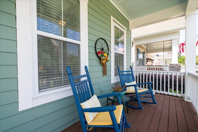 wooden deck with covered porch