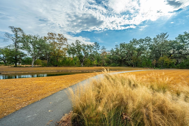 view of property's community with a water view