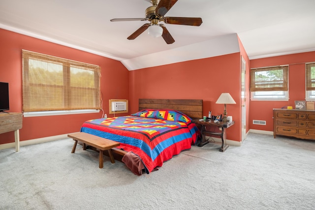1485 Kinloch Ln, Mount Pleasant, SC 29464 - bedroom with carpet floors, baseboards, vaulted ceiling, and a ceiling fan