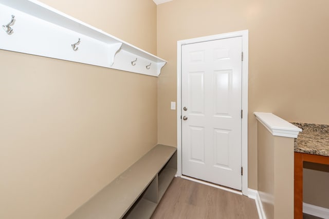 mudroom with light wood-type flooring