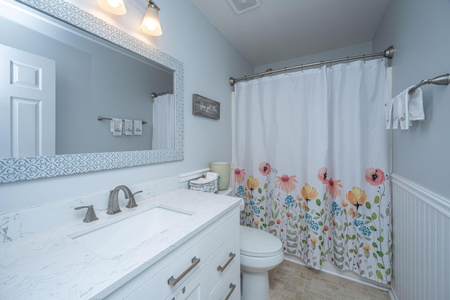 9636 Pebble Creek Blvd, Summerville, SC 29485 - bathroom with toilet, vanity, and a shower with shower curtain