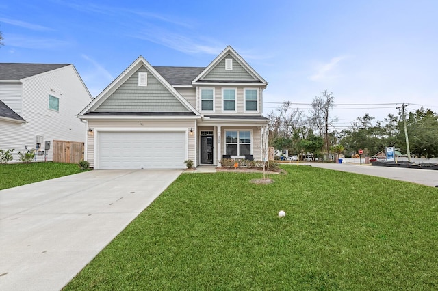 craftsman-style home with a front yard