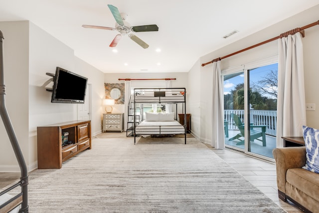 living room with ceiling fan