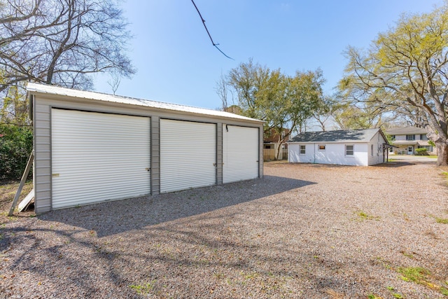 view of detached garage