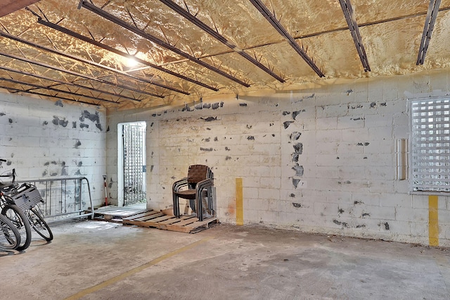 basement featuring concrete block wall