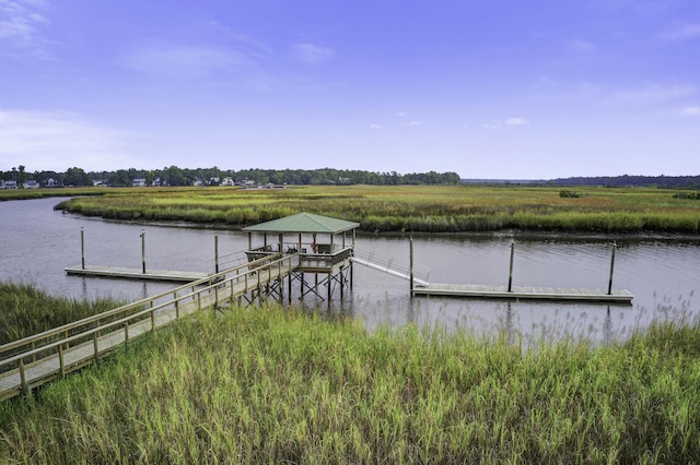 view of dock featuring a water view