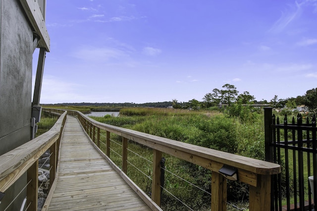 dock area with a water view