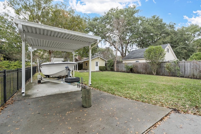 exterior space featuring a carport