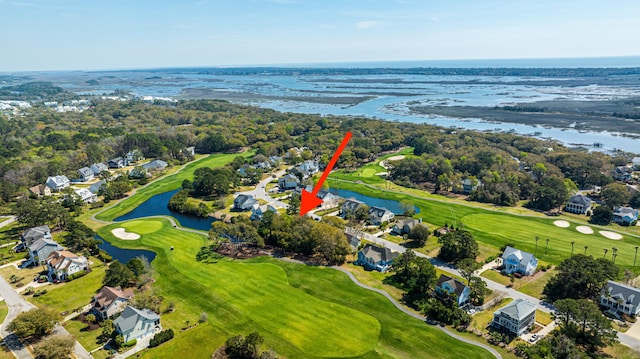 4233 Haulover Dr, Johns Island, SC 29455 - aerial perspective of suburban area featuring a nearby body of water and a local golf course