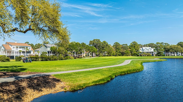 4233 Haulover Dr, Johns Island, SC 29455 - view of home's community featuring a yard, a water view, and view of golf course