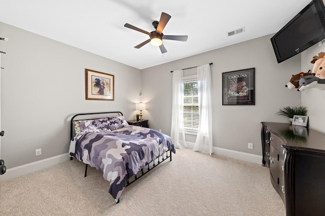 241 Clubside Dr, Lexington, SC 29072 - bedroom with light colored carpet, baseboards, and ceiling fan