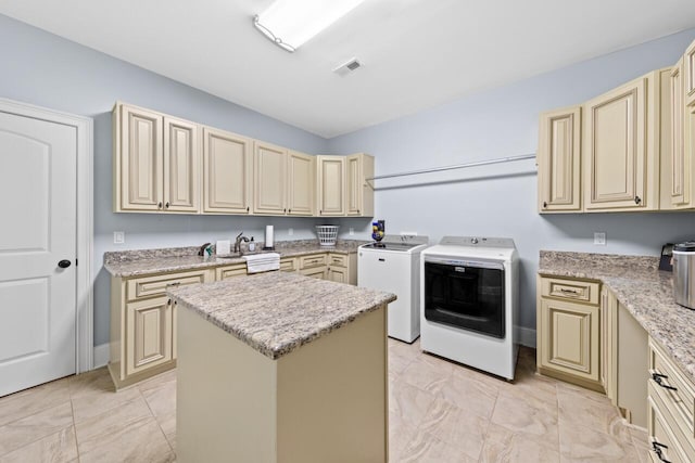 241 Clubside Dr, Lexington, SC 29072 - laundry room with washing machine and dryer, light marble finish flooring, and baseboards