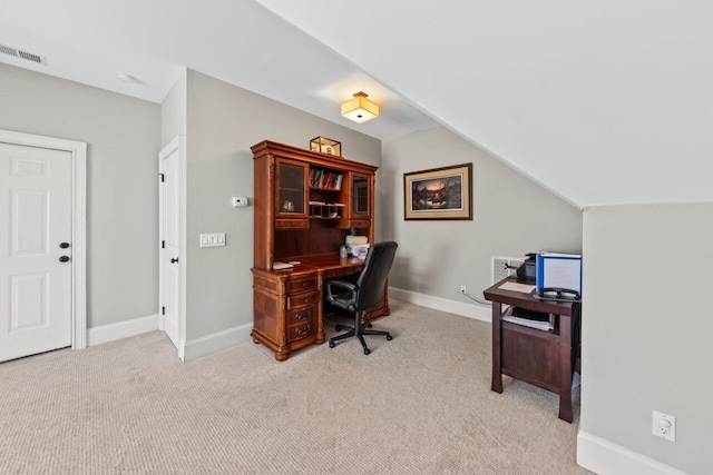 241 Clubside Dr, Lexington, SC 29072 - office featuring light carpet, baseboards, and vaulted ceiling
