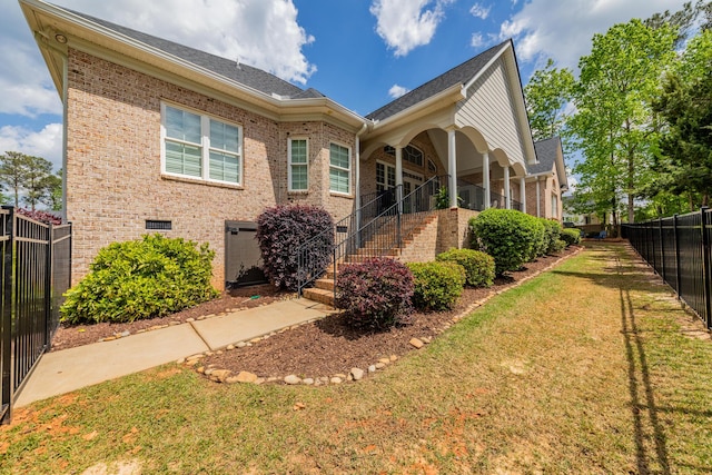 241 Clubside Dr, Lexington, SC 29072 - rear view of property with brick siding, stairway, and covered porch