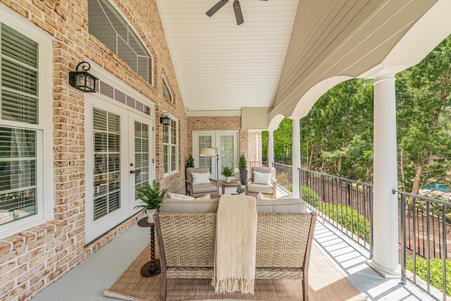 241 Clubside Dr, Lexington, SC 29072 - view of patio with french doors, ceiling fan, and an outdoor hangout area