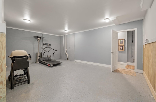 exercise area with ornamental molding