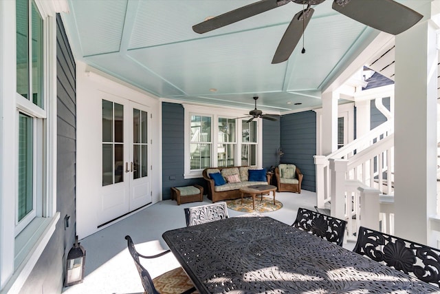 exterior space with an outdoor living space and french doors