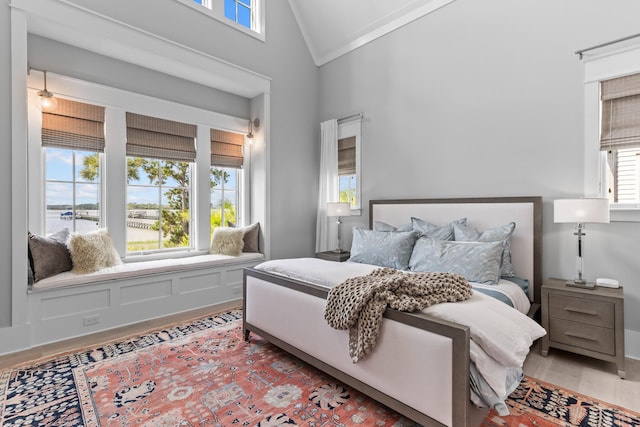 553 Old Compass Rd, Daniel Island, SC 29492 - bedroom with wood finished floors and high vaulted ceiling