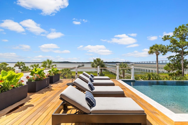 553 Old Compass Rd, Daniel Island, SC 29492 - deck with a water view and an infinity pool