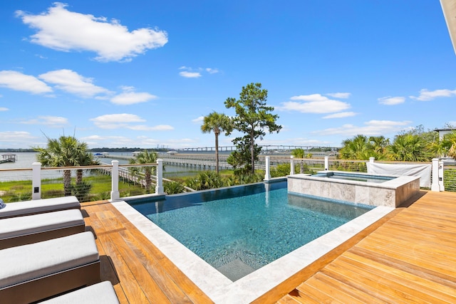 553 Old Compass Rd, Daniel Island, SC 29492 - view of swimming pool with an outdoor hot tub and a deck with water view