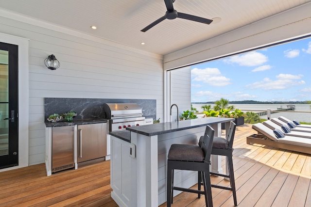 553 Old Compass Rd, Daniel Island, SC 29492 - deck featuring a water view and a ceiling fan