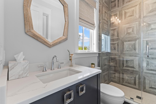 553 Old Compass Rd, Daniel Island, SC 29492 - full bathroom featuring toilet, vanity, and a stall shower