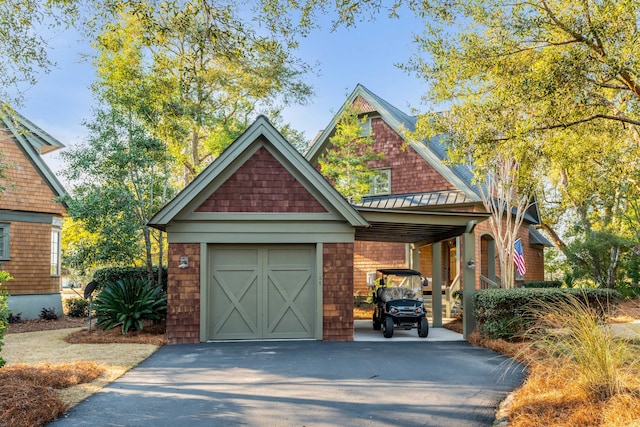 craftsman inspired home with a carport and a garage